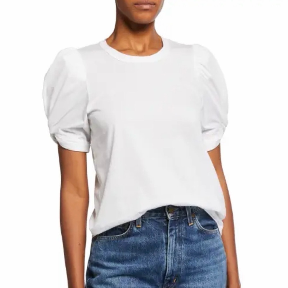 ALC Kati Puff Sleeve T-Shirt - in white size small 100% cotton